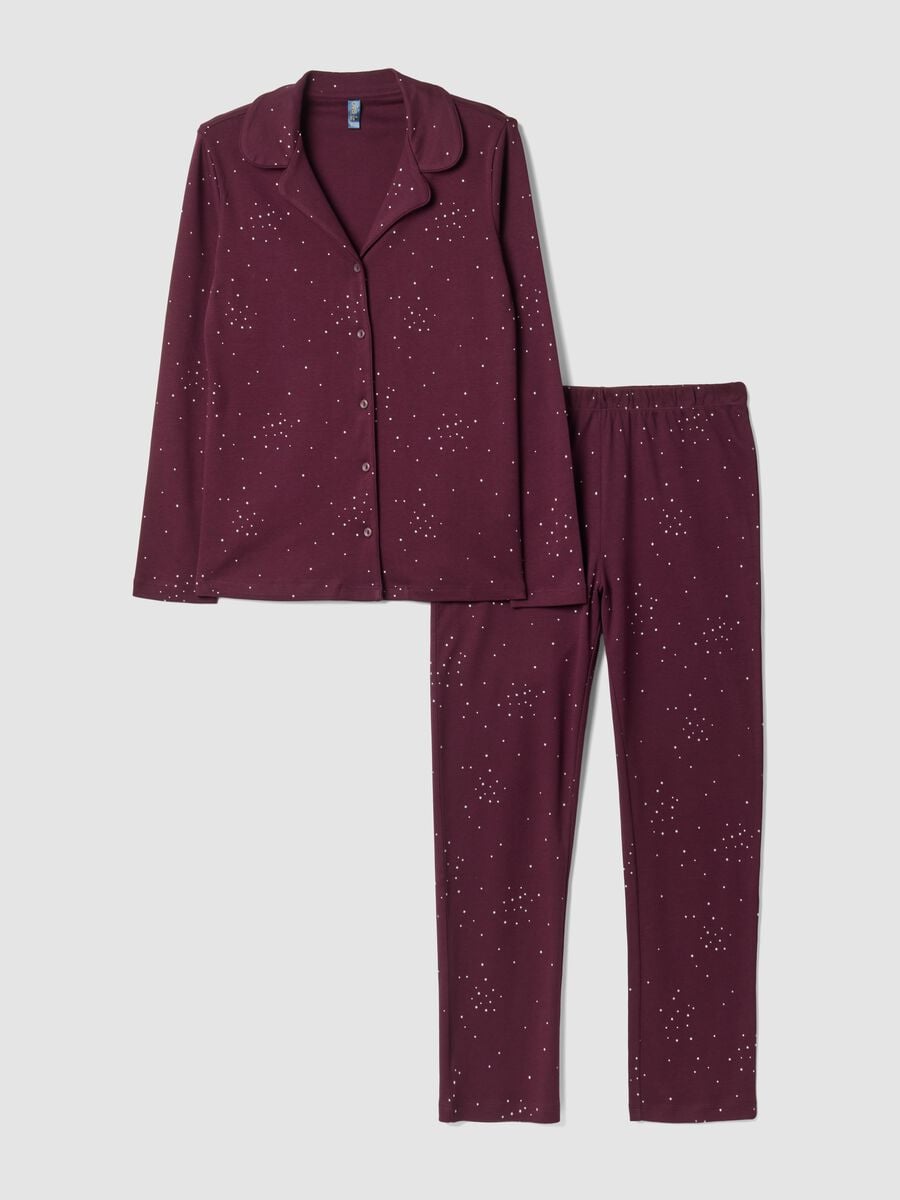 Purple pure cotton crew-neck pyjamas_4