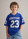 Children's oversized blue pure cotton T-shirt with prints_0