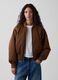 Light brown bomber jacket with zip and ribbed cuffs_2