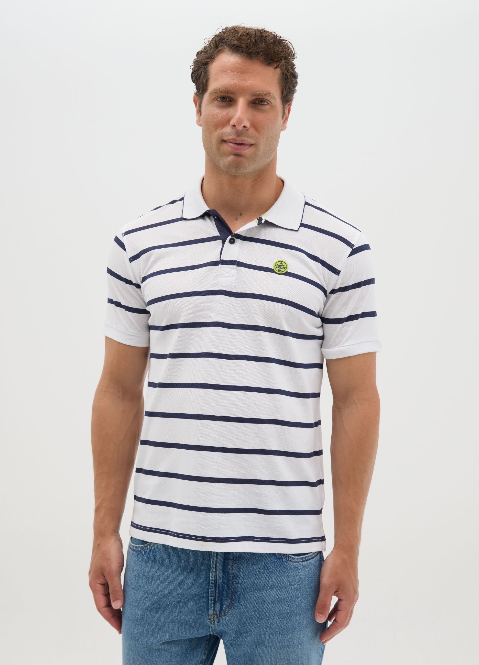 Men's Polo Shirt in Pure Multicolour Cotton