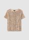 Beige short sleeve regular fit t-shirt with sequins_4