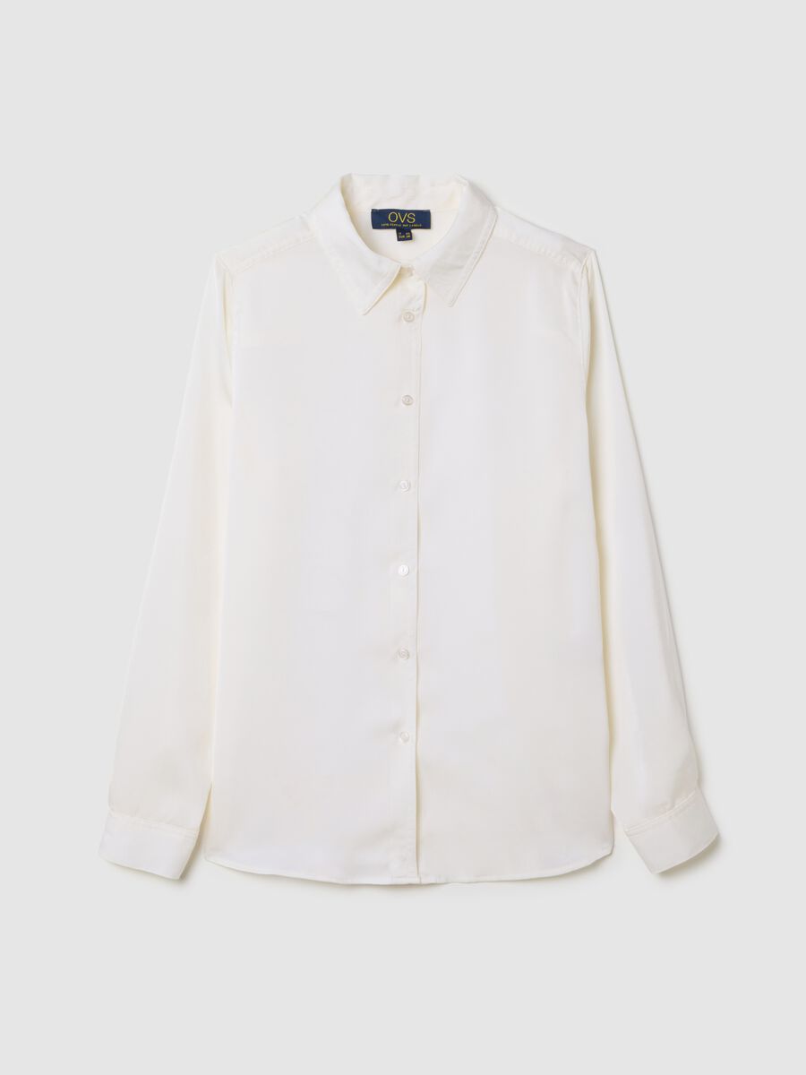White Satin Shirt Regular Fit_4