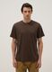 T-shirt girocollo in puro cotone marrone regular fit_0