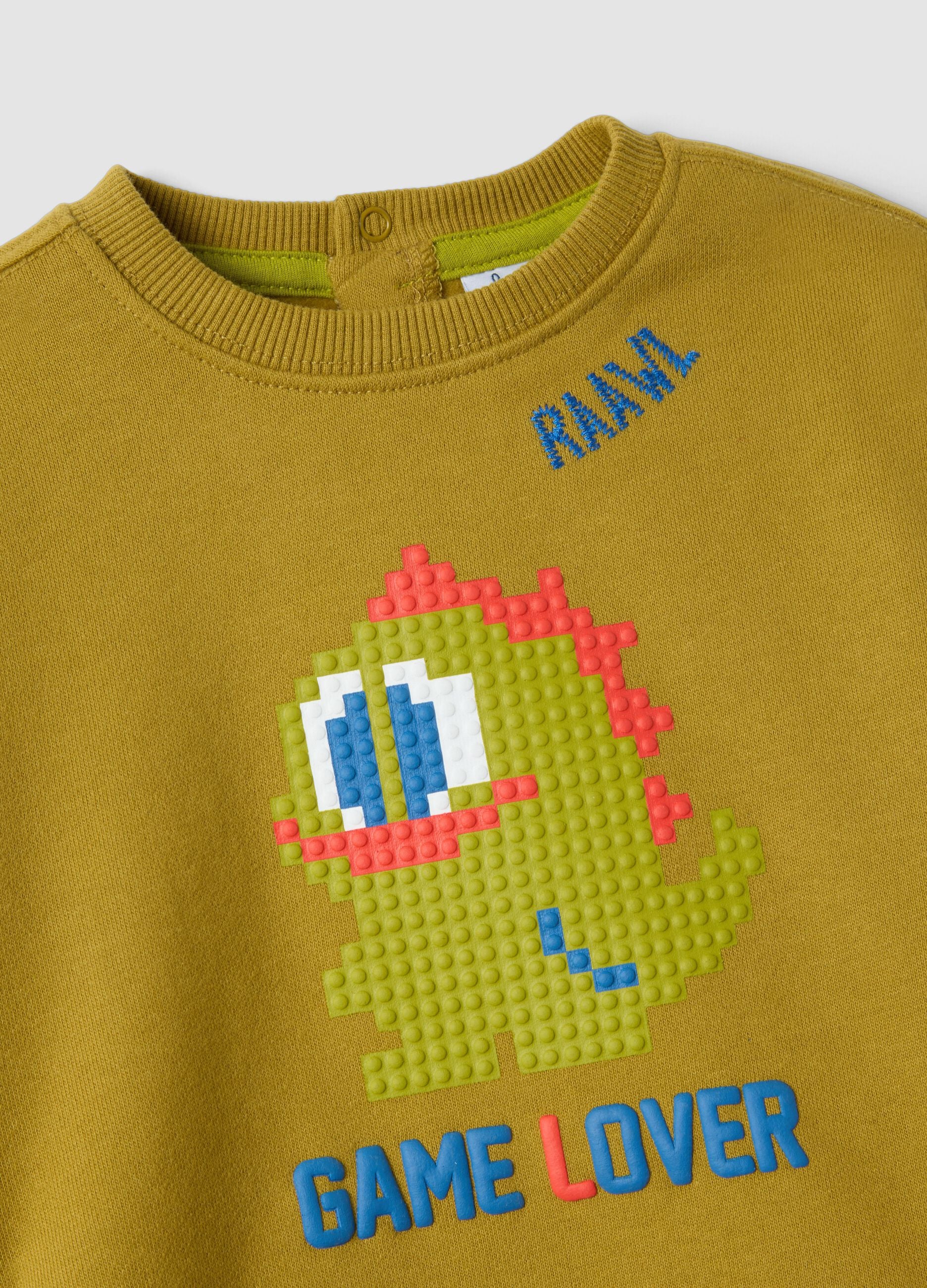 Ecru crew-neck sweatshirt in pure organic cotton