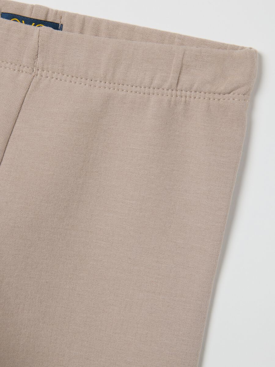 Girls' skinny beige leggings in stretch cotton_2