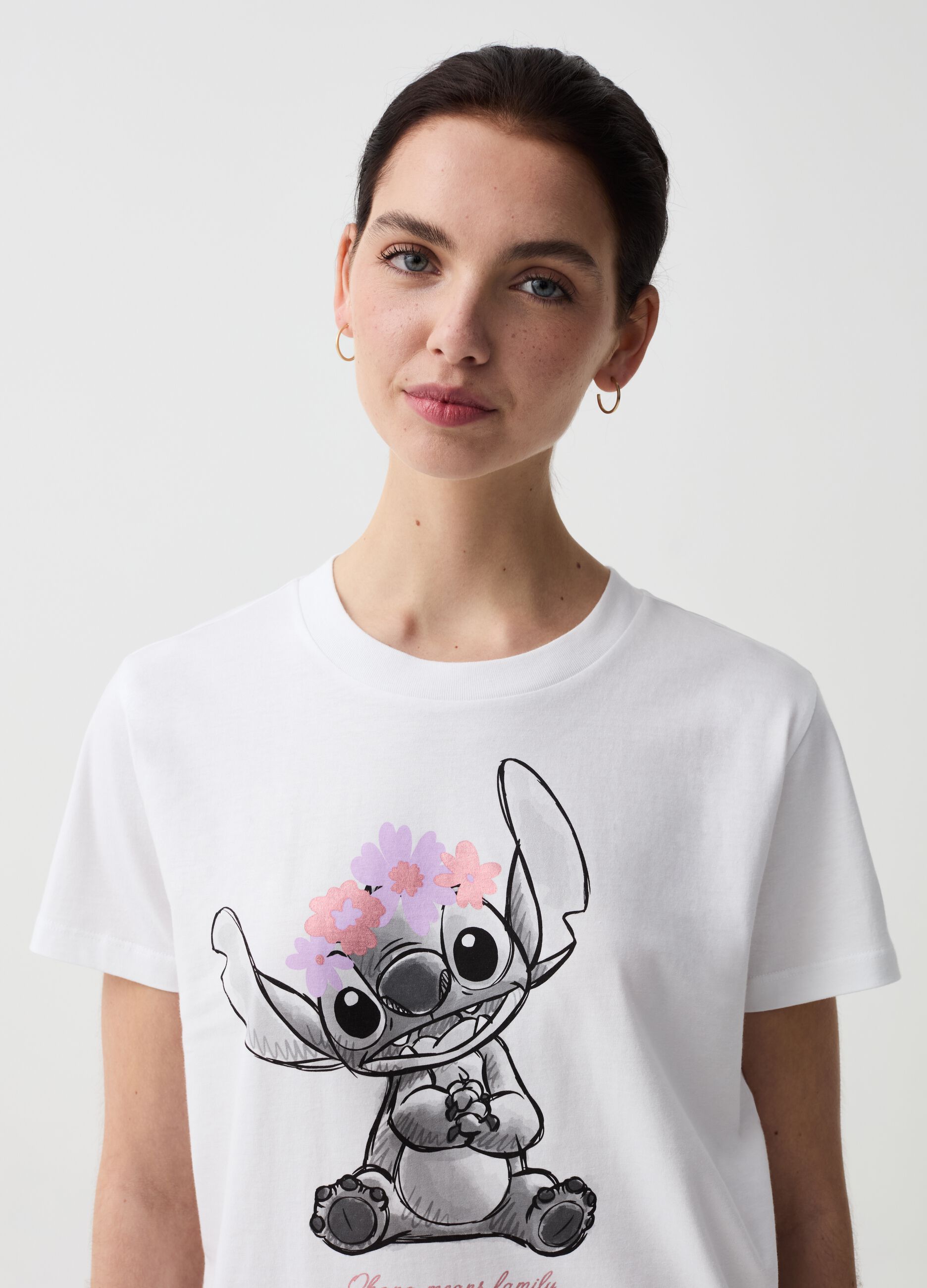 T-shirt in cotone con stampa Stitch