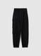Girls' black cotton blend regular fit trousers with cargo pockets_1
