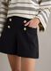 Black regular fit shorts with high waist and gold buttons_3