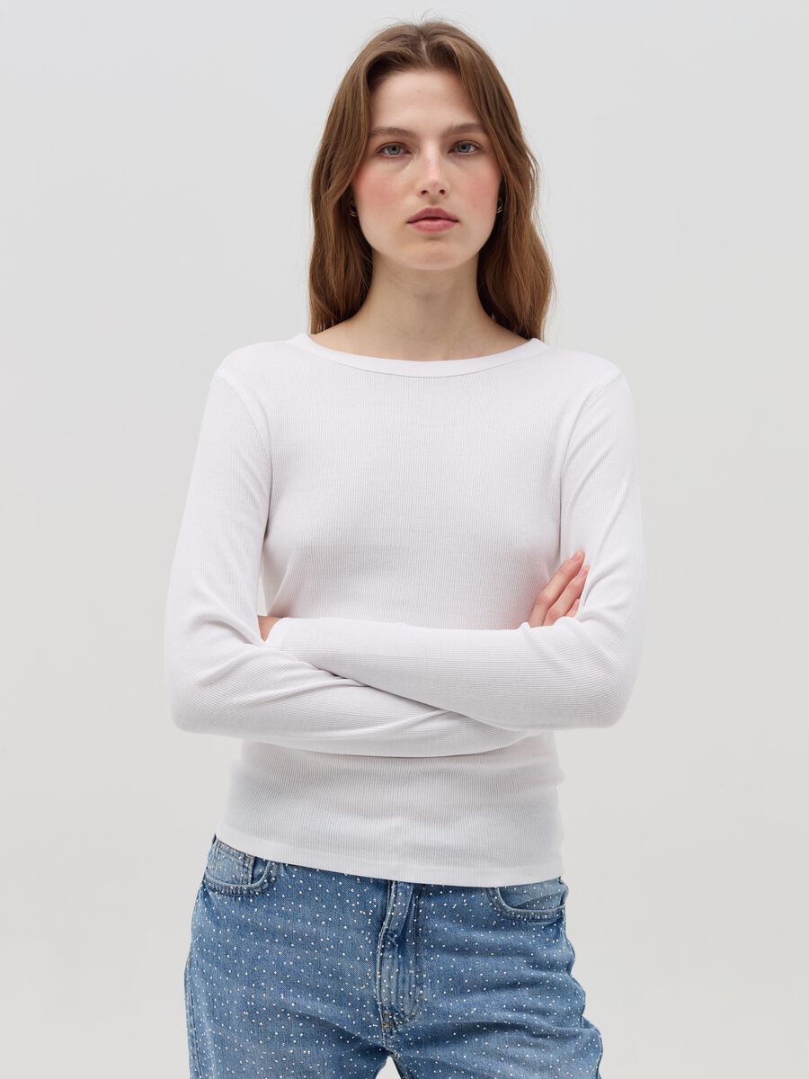 Ribbed T-shirt with long sleeves_0