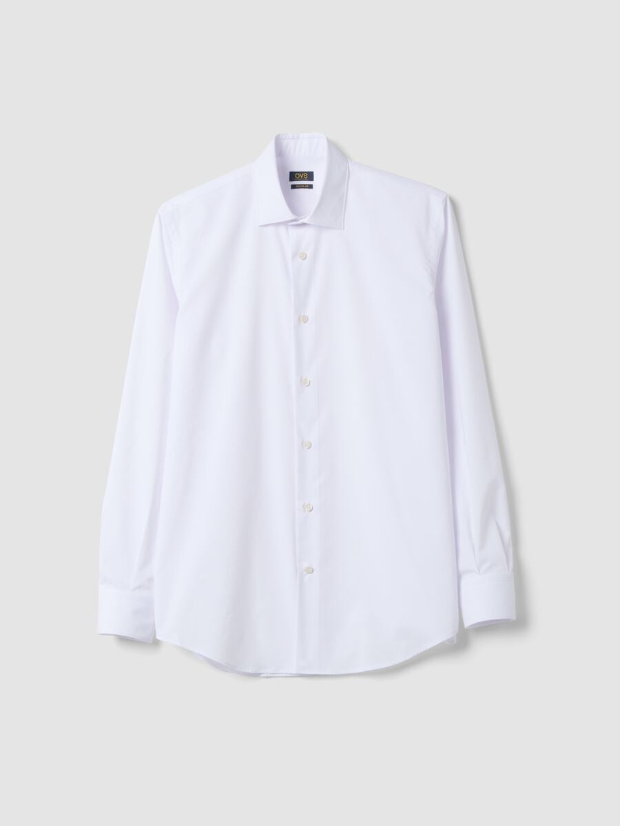 Camicia bianca in popeline di misto lyocell easy iron regular fit_0