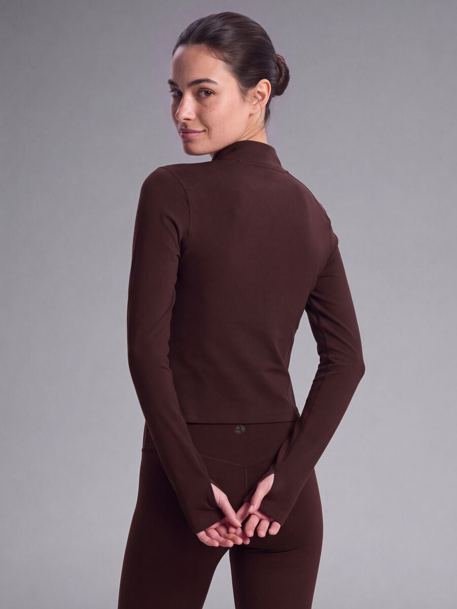 Brown fitted full-zip jacket in stretch fabric ALTAVIA STUDIO_3