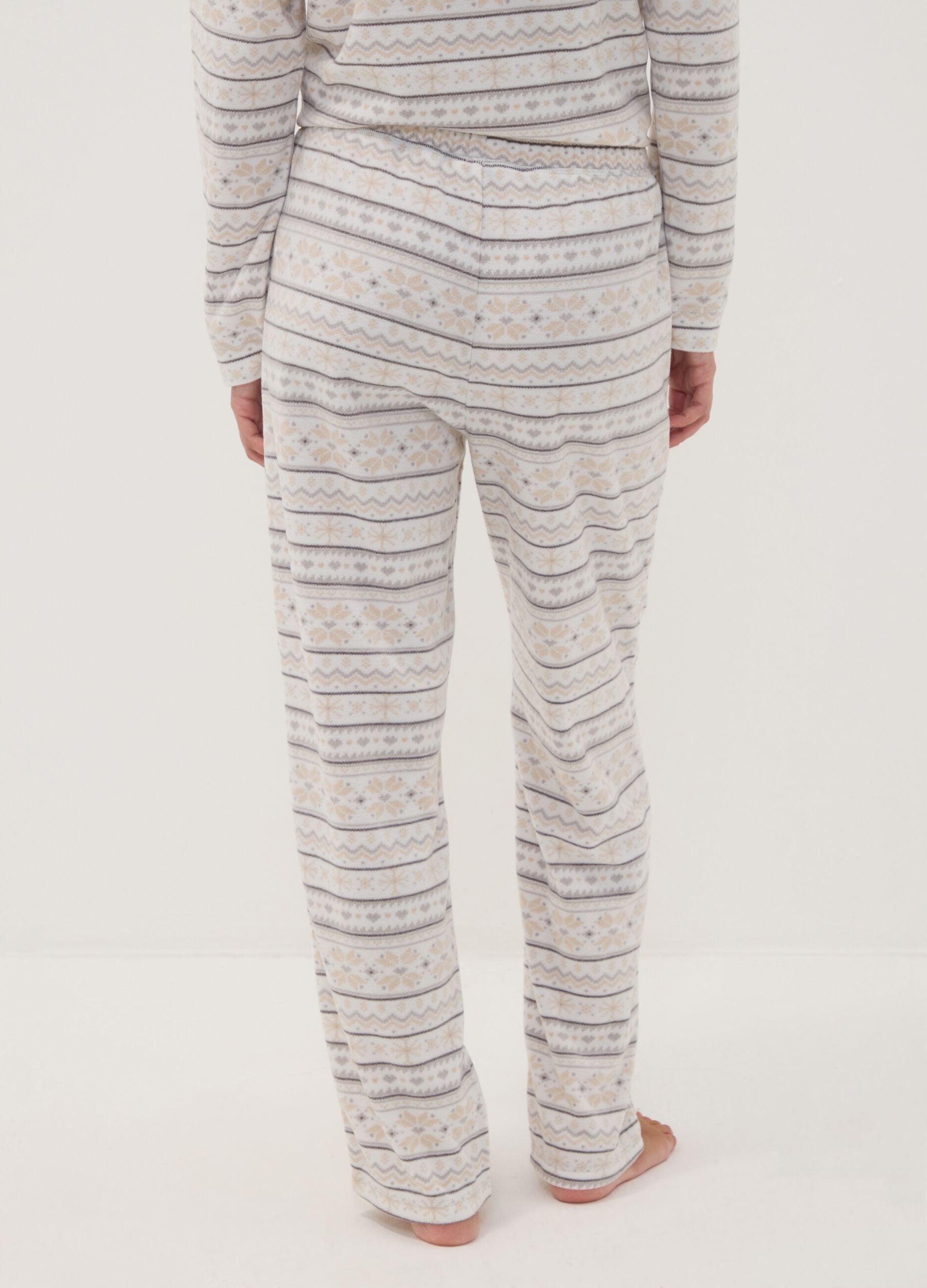 White Nordic-print pyjama trousers
