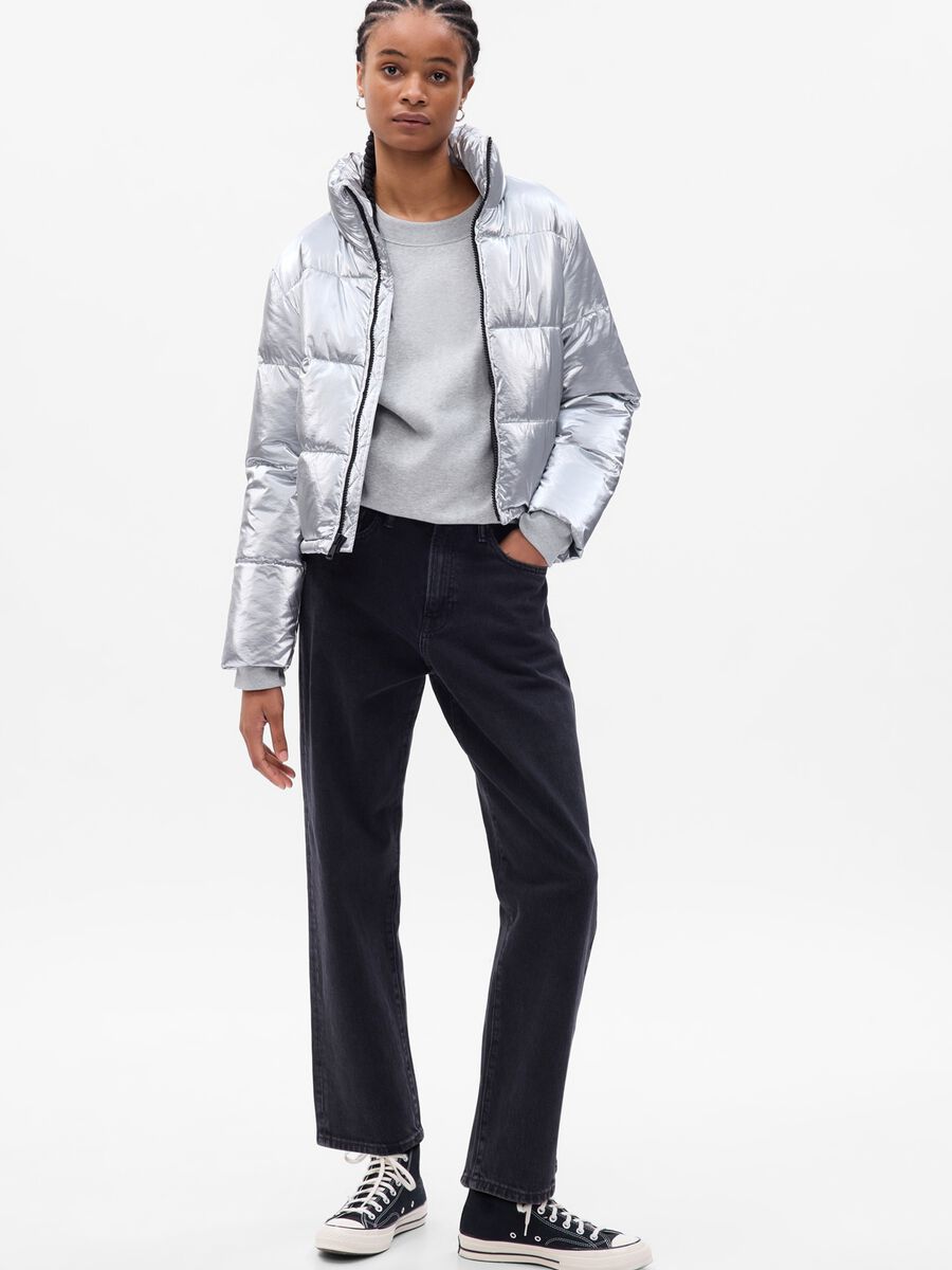 Piumino full-zip a collo alto_0