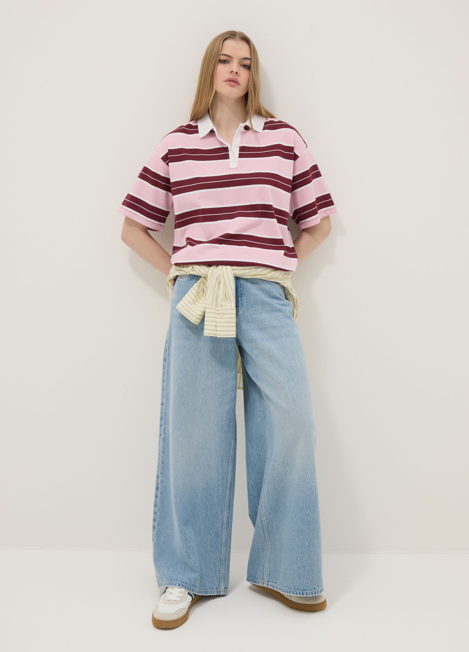 Women's Regular Fit Multi-Coloured Striped Pure Cotton Polo