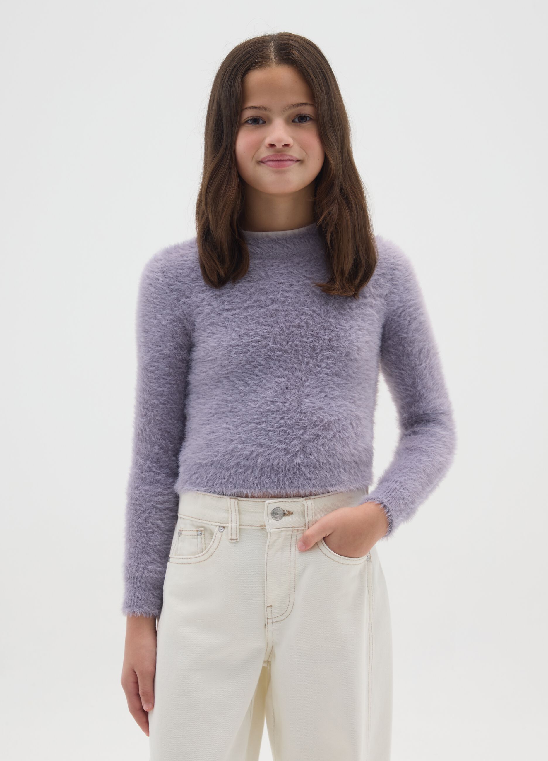 Girls' Soft Purple Fitted Jumper