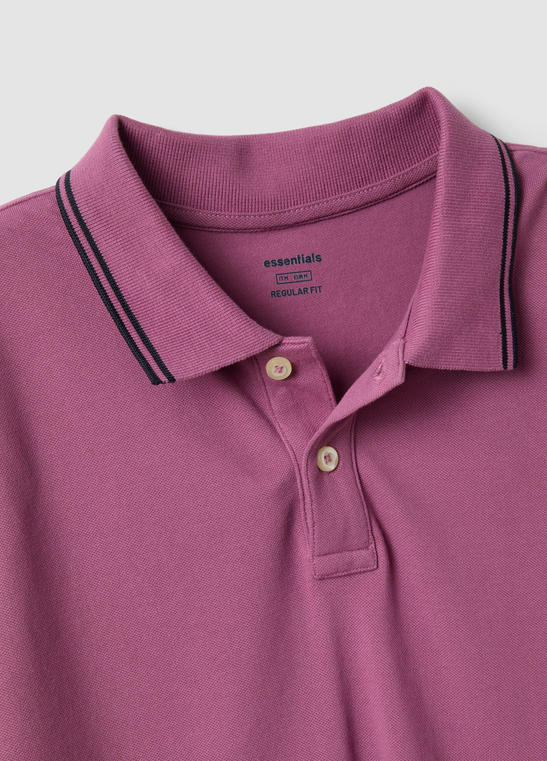 Polo in cotone elasticizzato viola regular fit