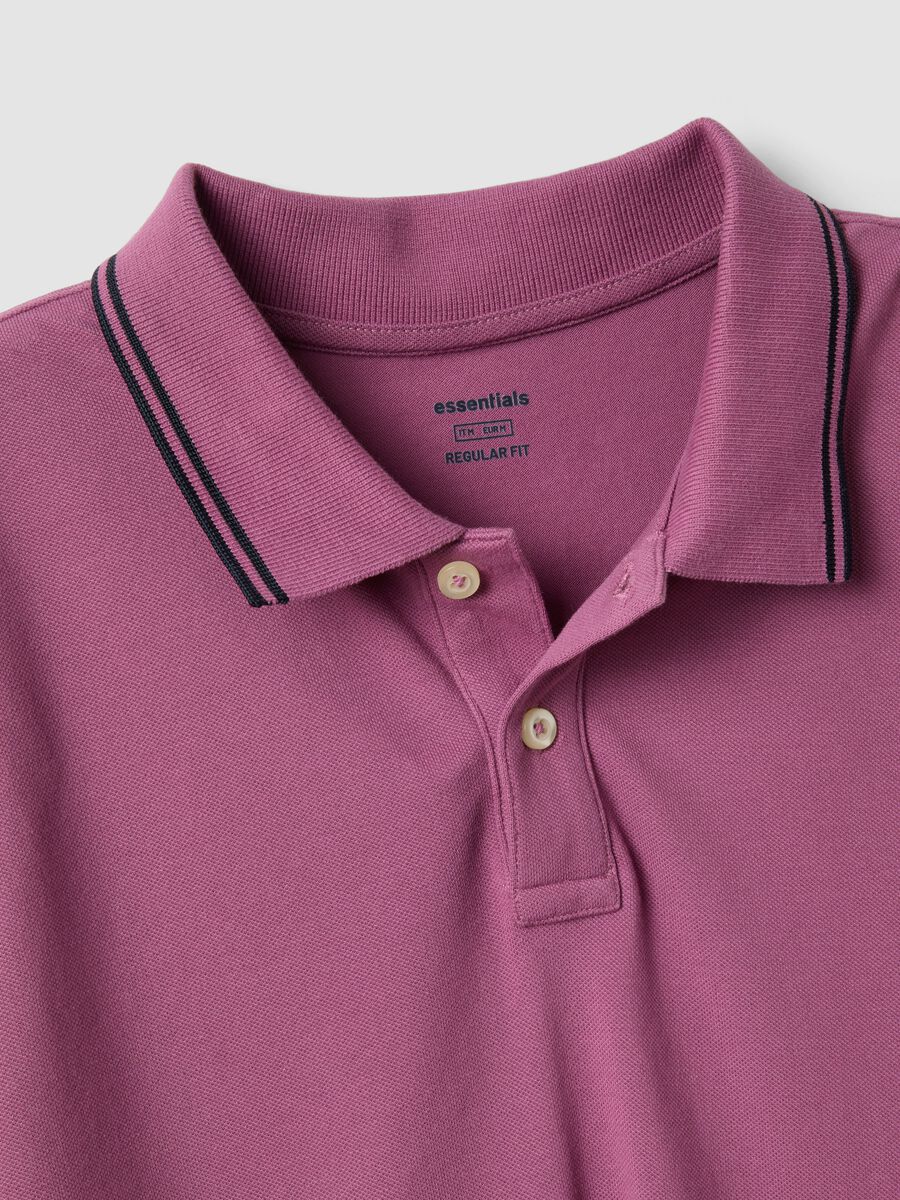 Purple stretch cotton polo shirt, regular fit_5