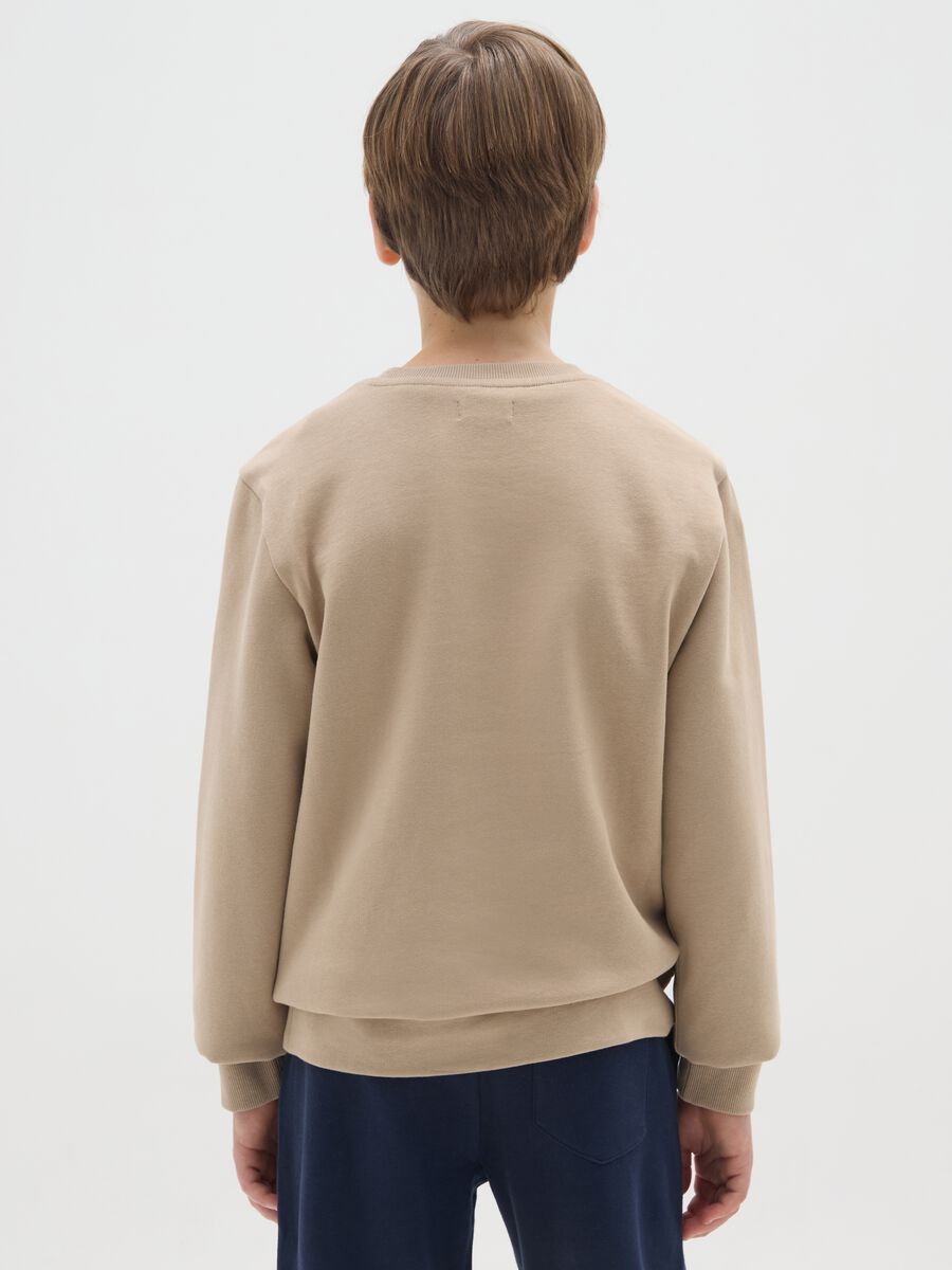 Felpa da ragazzo in puro cotone beige regular fit_1