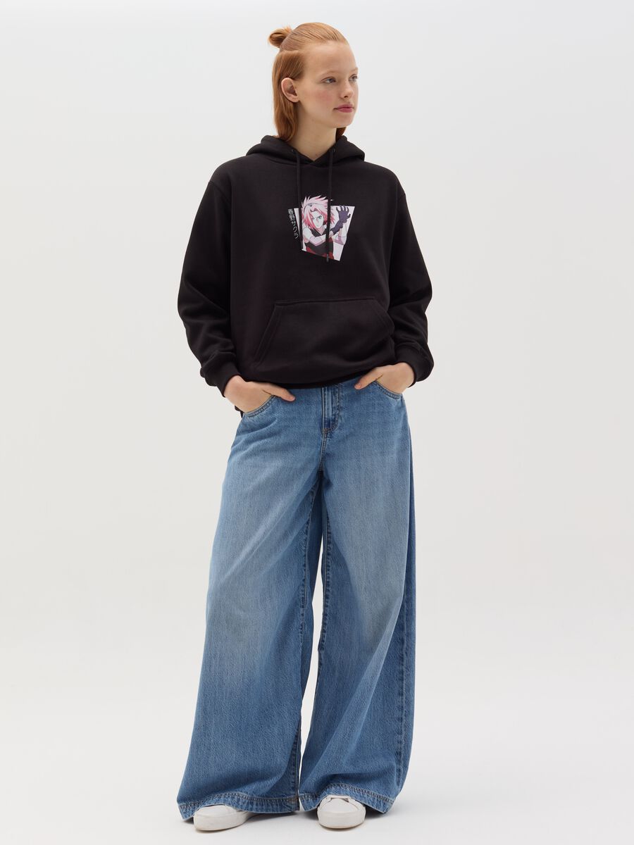 Sweatshirt with hood and Sakura print_1