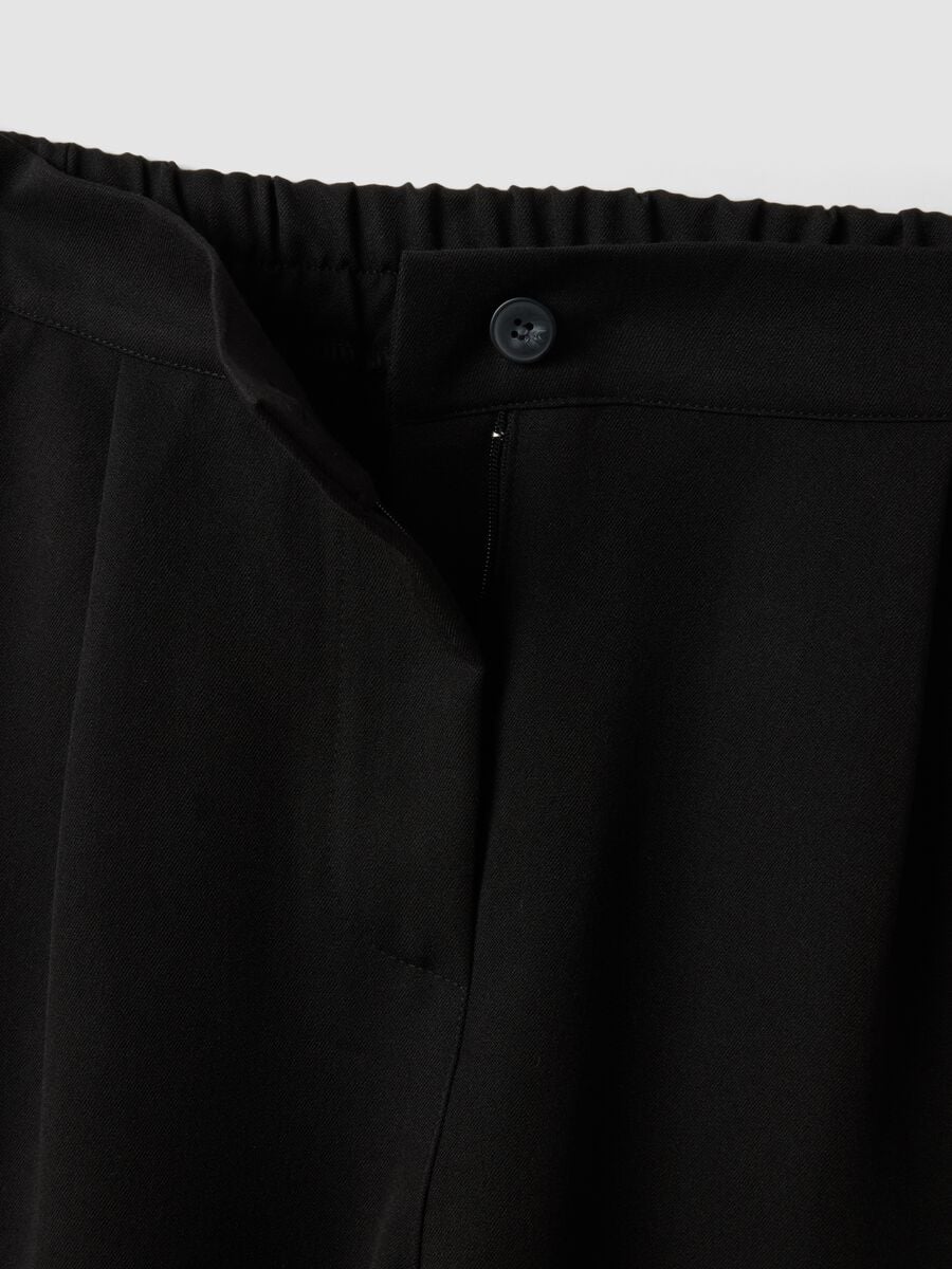 Black stretch viscose regular-fit trousers_1