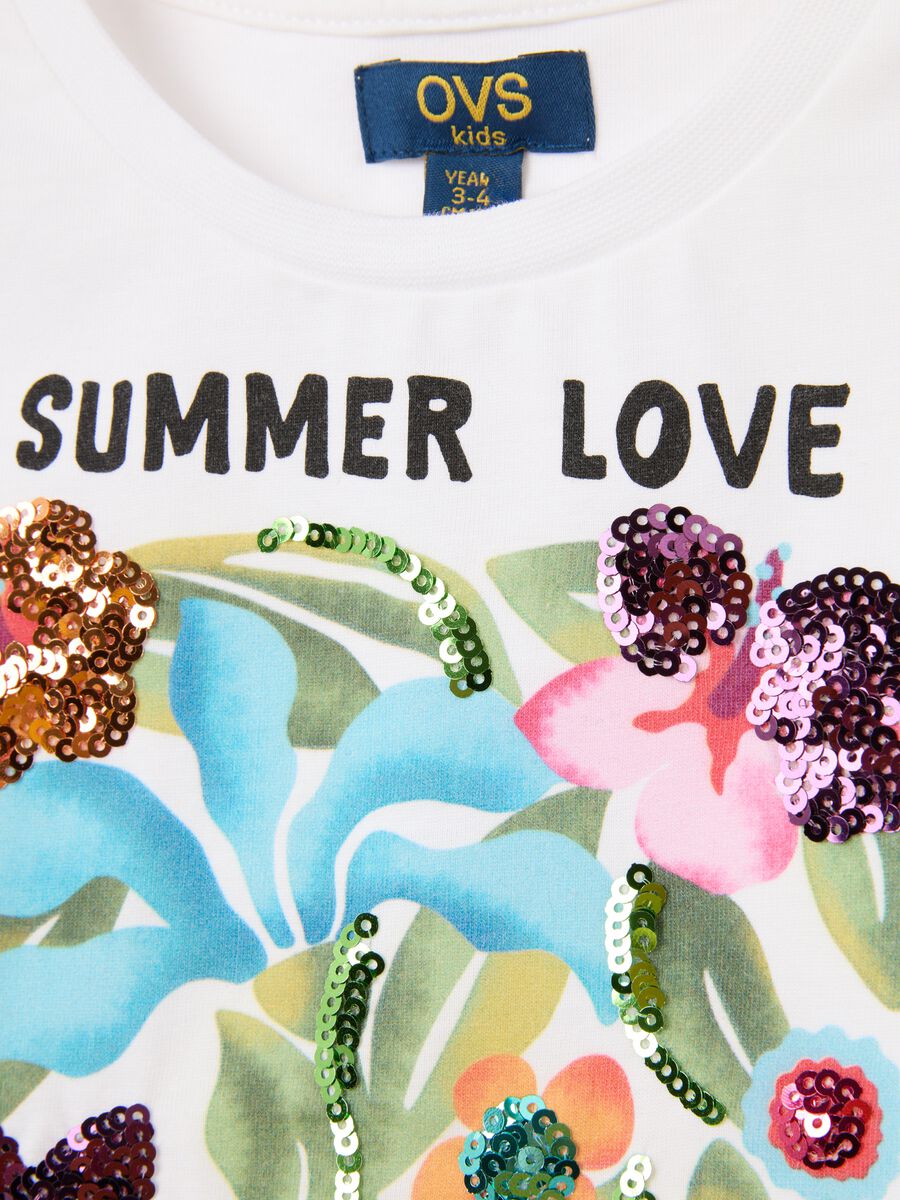 Girls' pure cotton white T-shirt regular fit with print_2