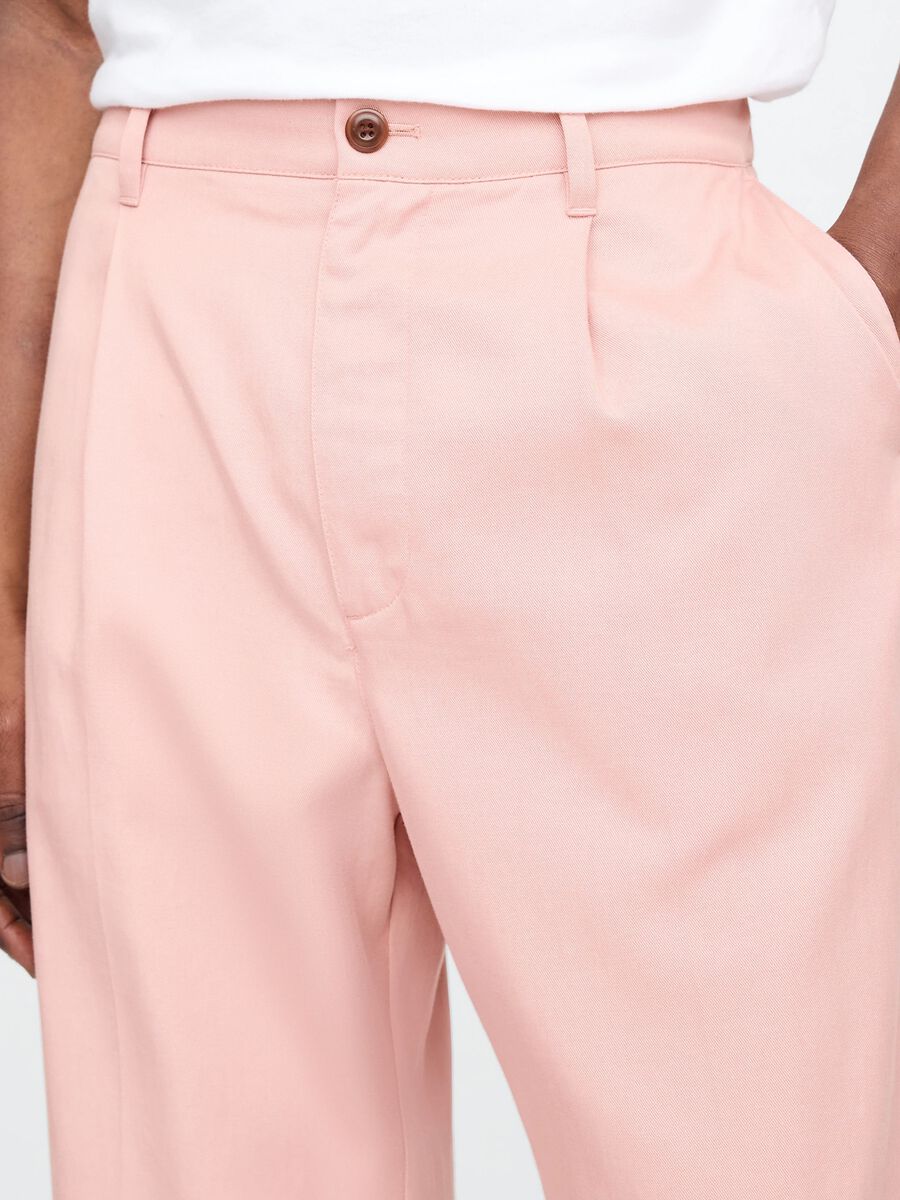 Pink wide-leg trousers in Lyocell and cotton_4