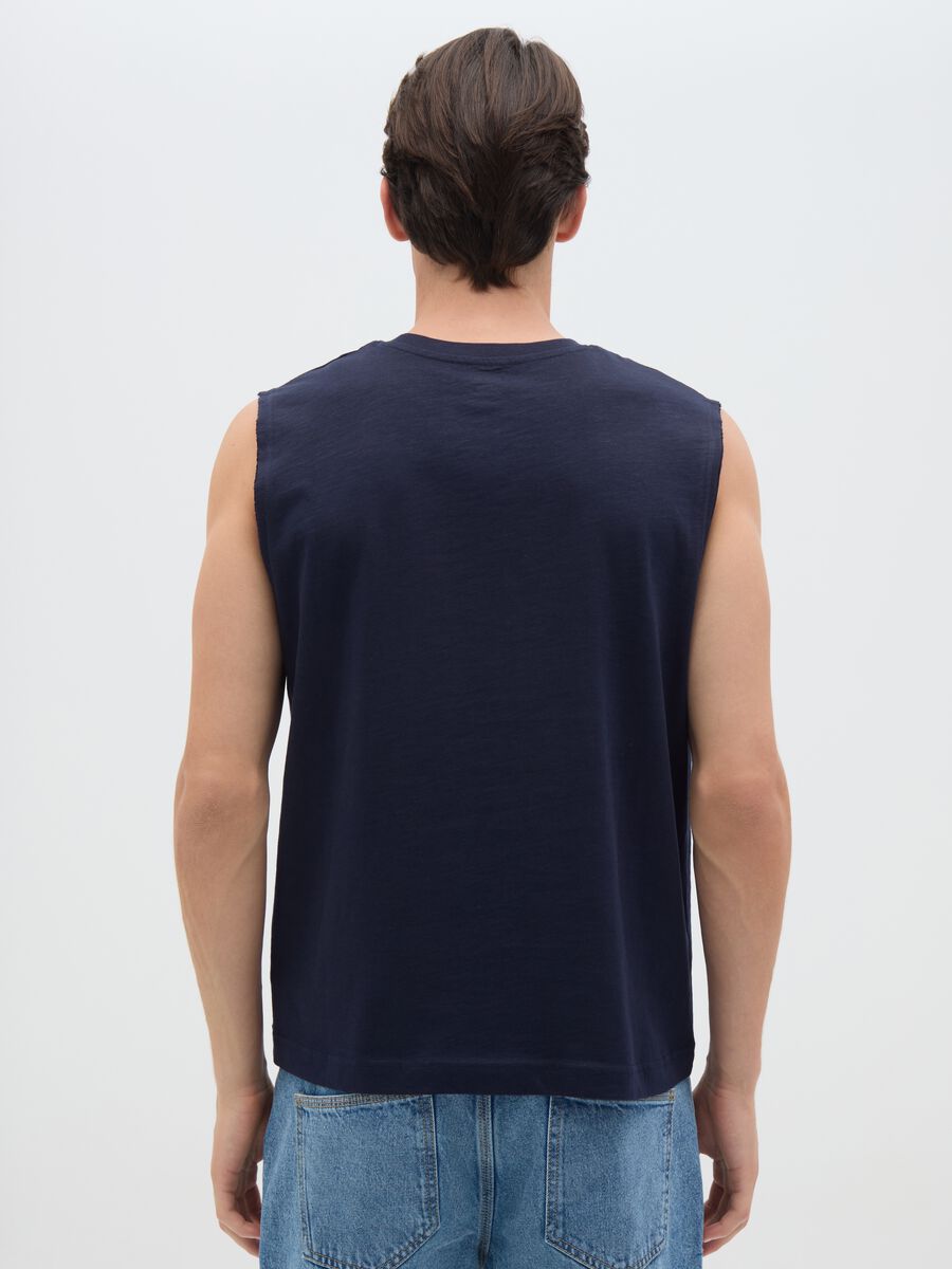 Men's Blue Pure Cotton Relaxed Fit Tank Top_3
