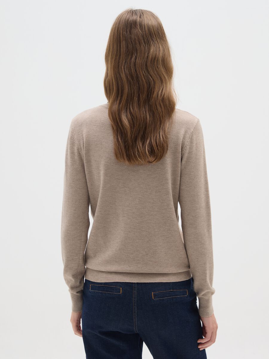 Beige turtleneck regular fit sweater_2