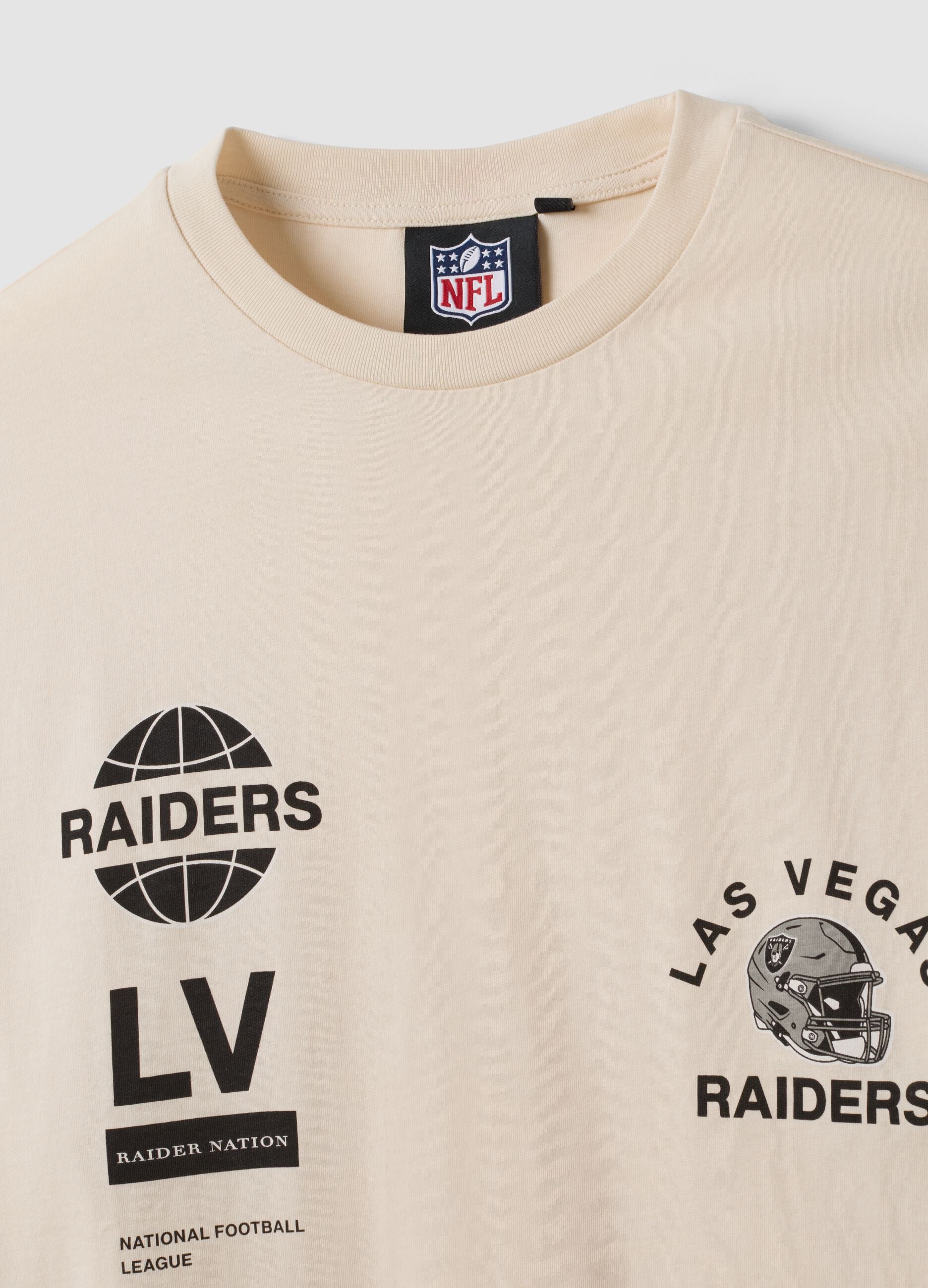 Beige pure cotton Raiders print T-shirt