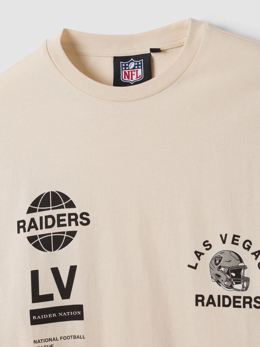 Beige pure cotton Raiders print T-shirt_2