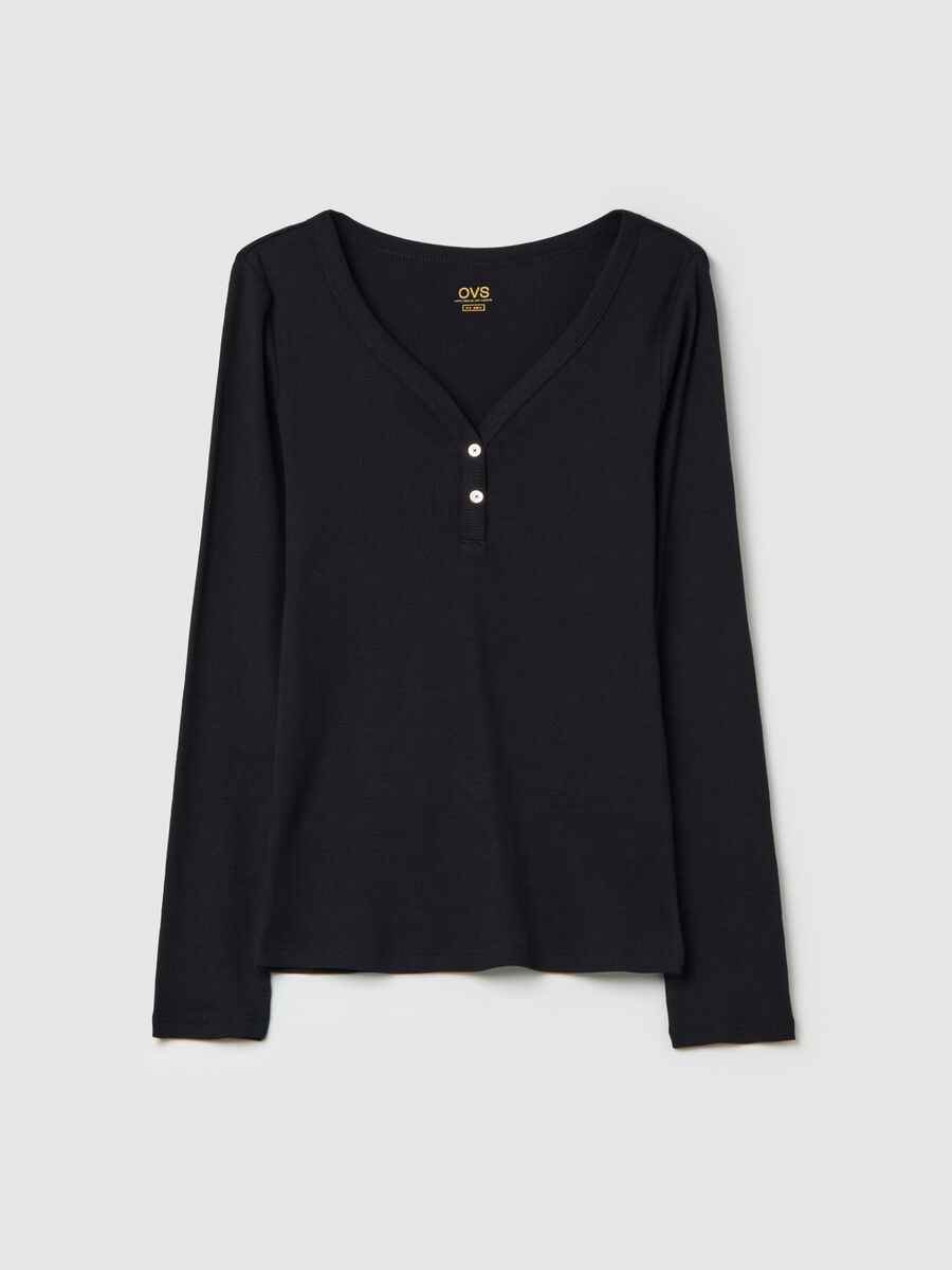 Ribbed t-shirt with granddad collar_4