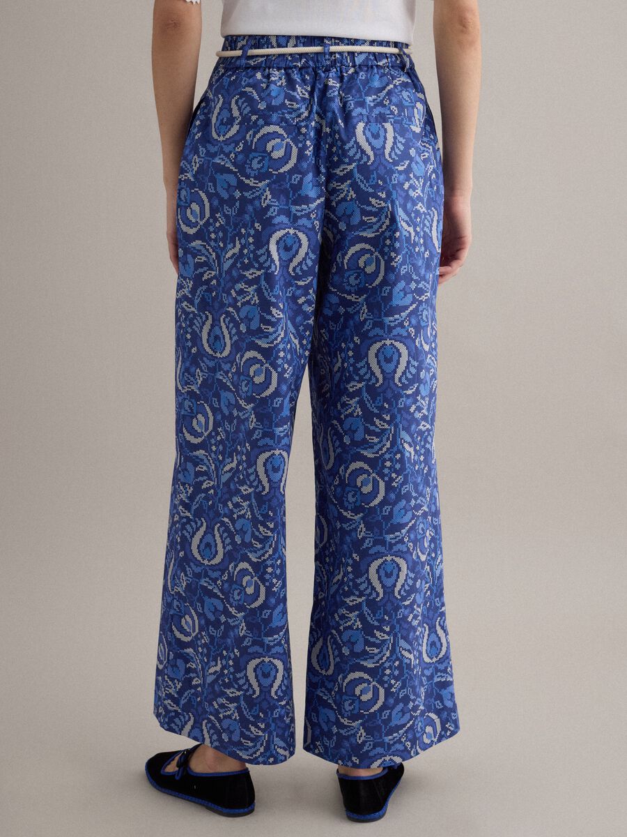Blue pure cotton patterned trousers_2