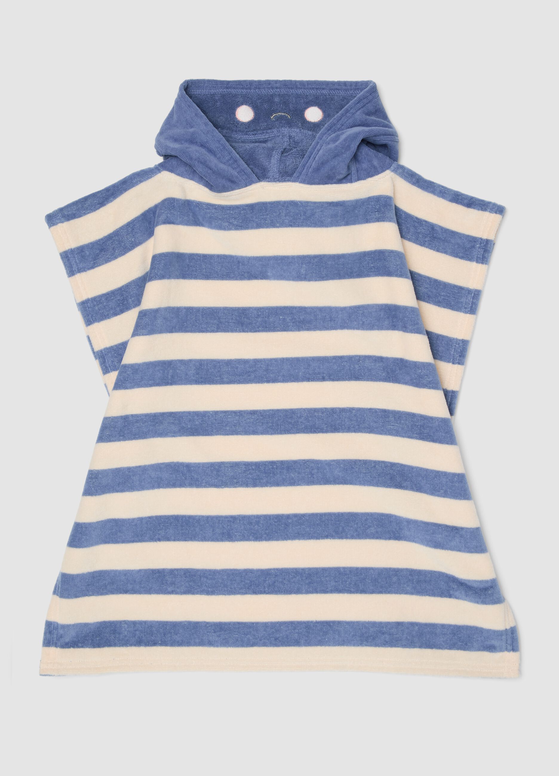 Multicoloured striped pure cotton baby beach poncho