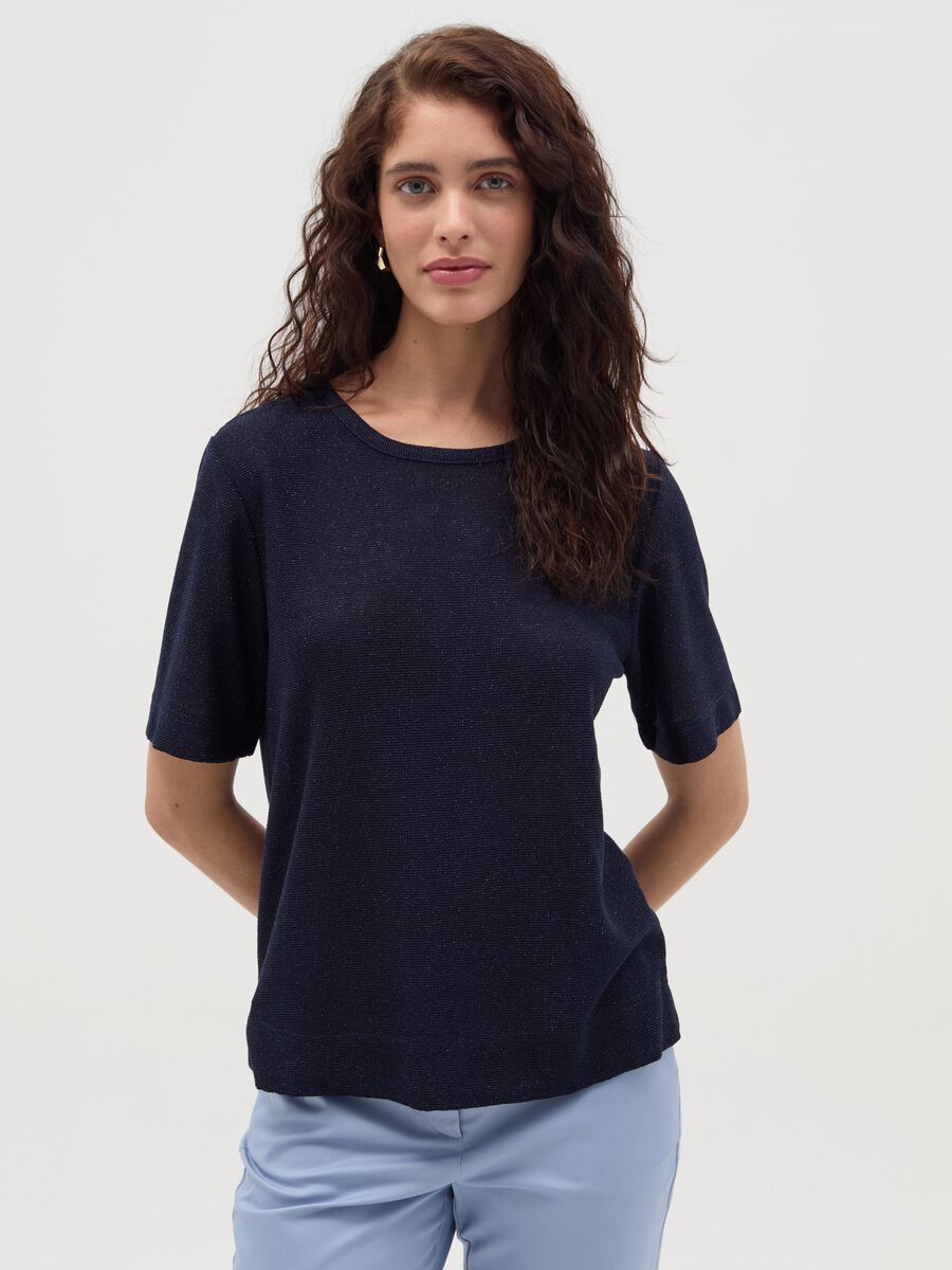 Lurex T-shirt with splits_0