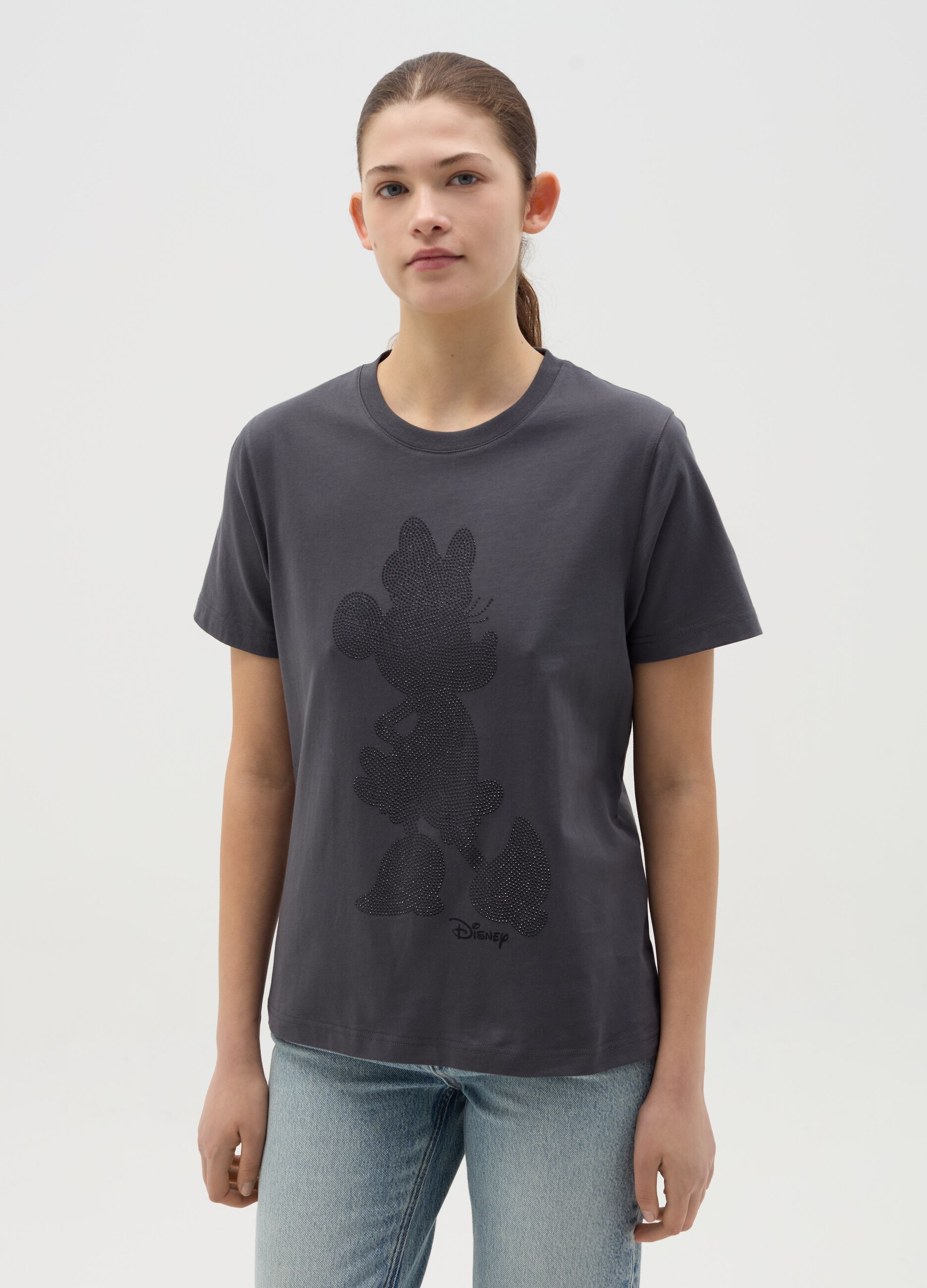 T-shirt with diamanté Minnie Mouse