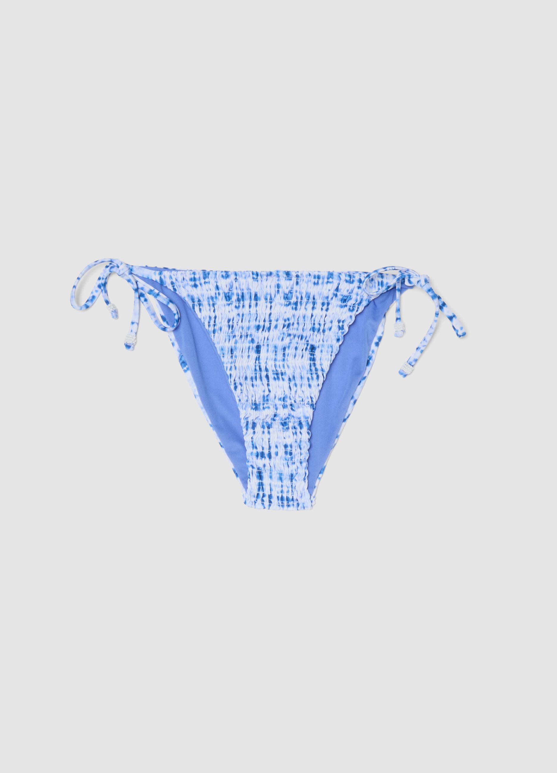 Blue and white stretch bikini bottoms