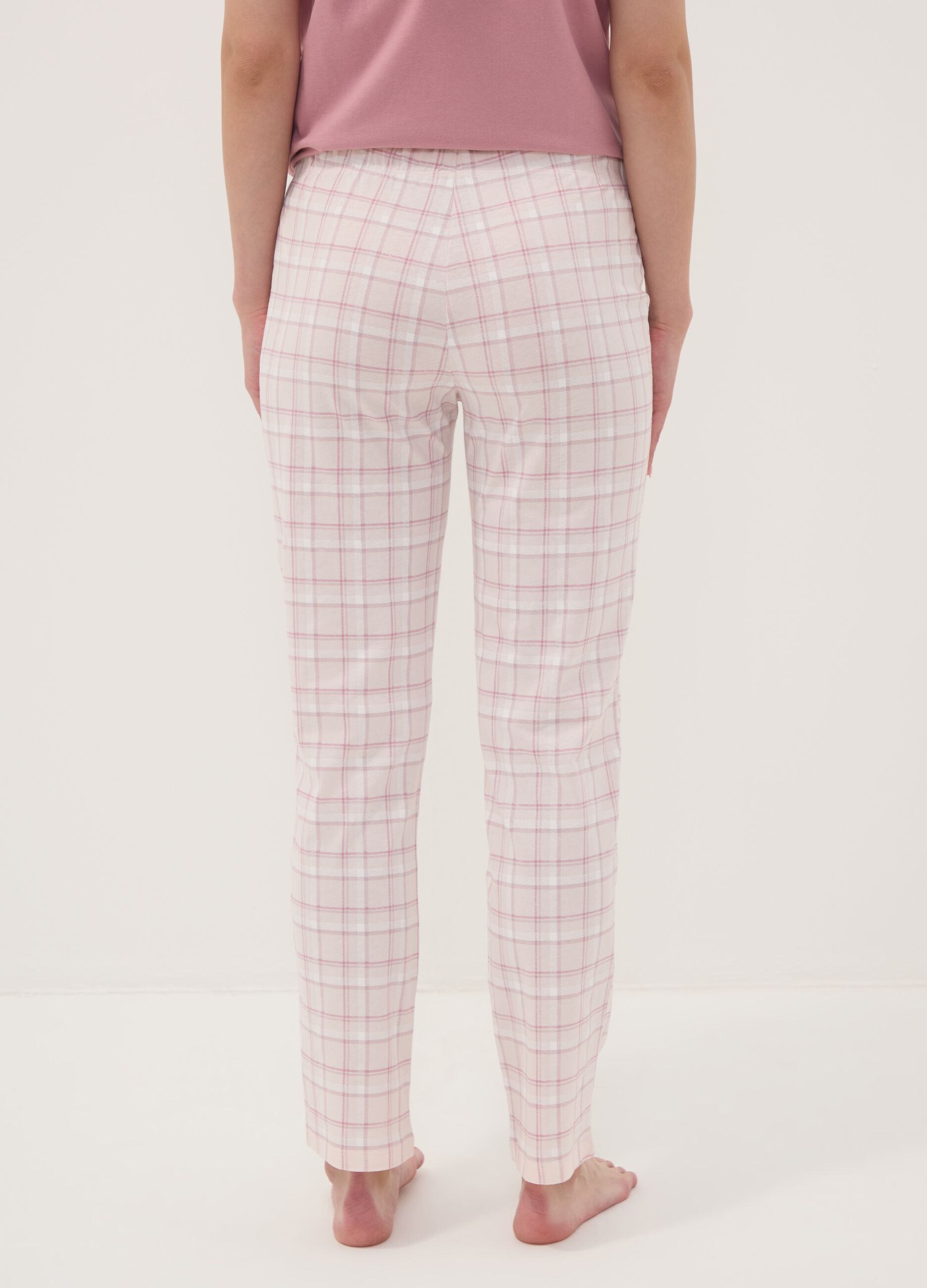 Pantaloni pigiama multicolor in puro cotone organico a quadri
