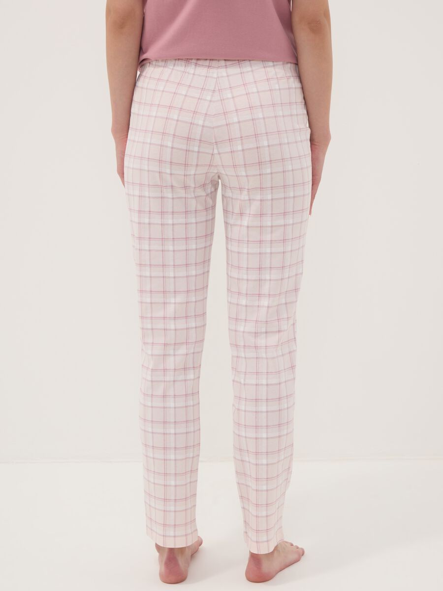 Pantaloni pigiama multicolor in puro cotone organico a quadri_3