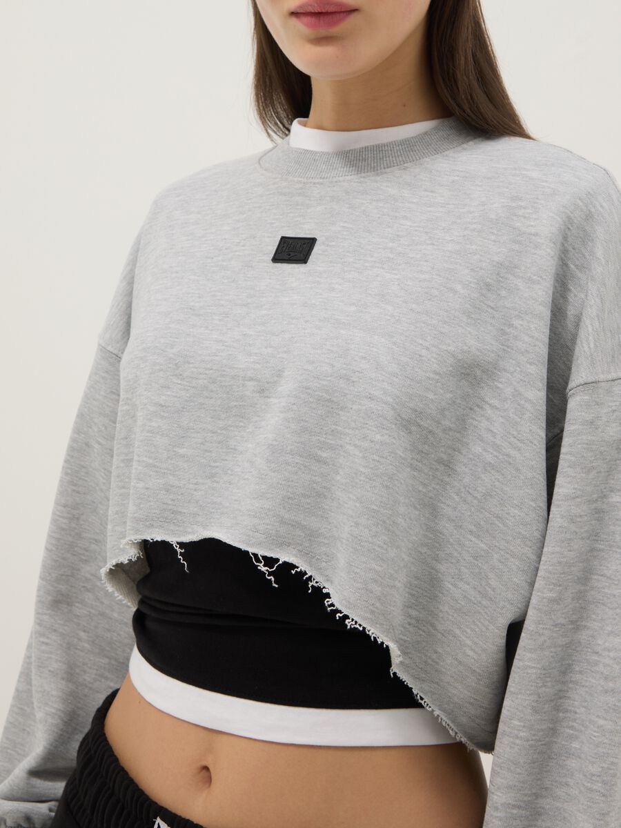 Felpa corta in misto cotone grigia regular fit_3