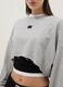 Grey cotton blend cropped sweatshirt with regular fit_3