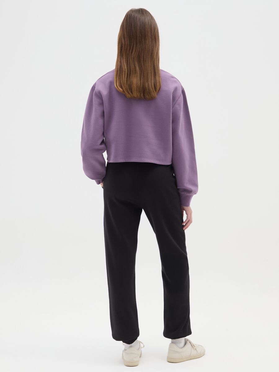 Girls' black pure cotton regular fit trousers_1