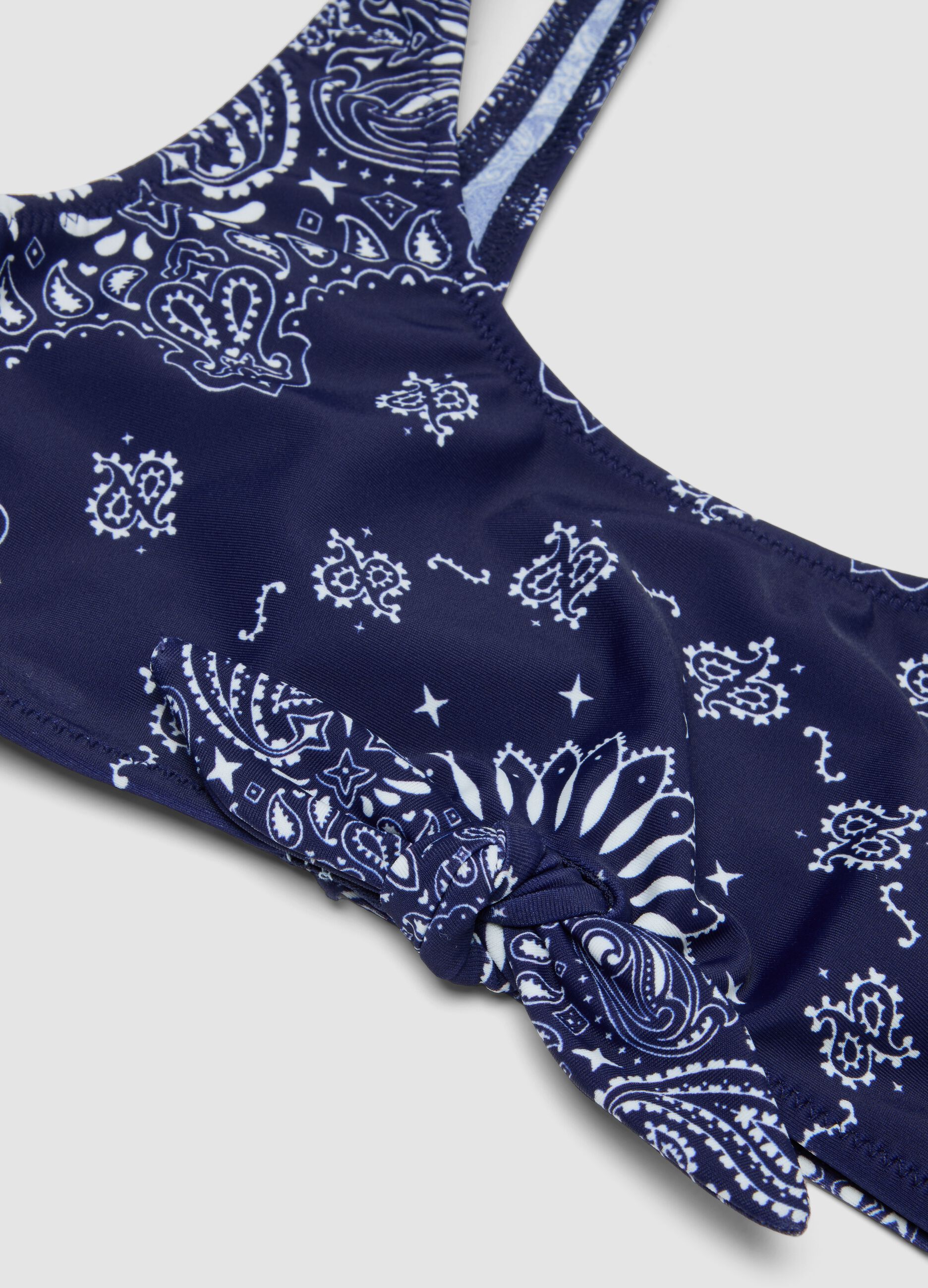 Girls&rsquo; blue stretch bikini with paisley print