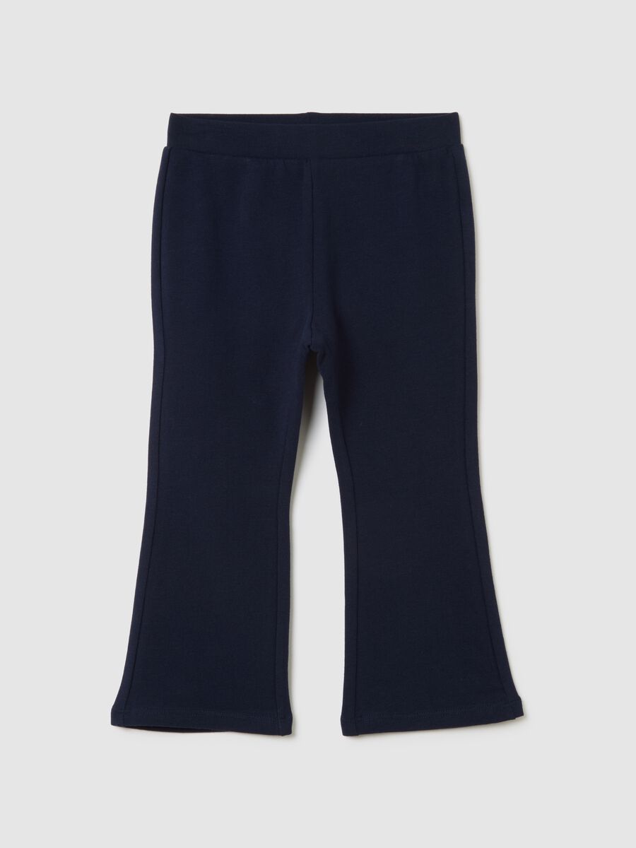 Girls' blue cotton blend stretch slim fit leggings_0