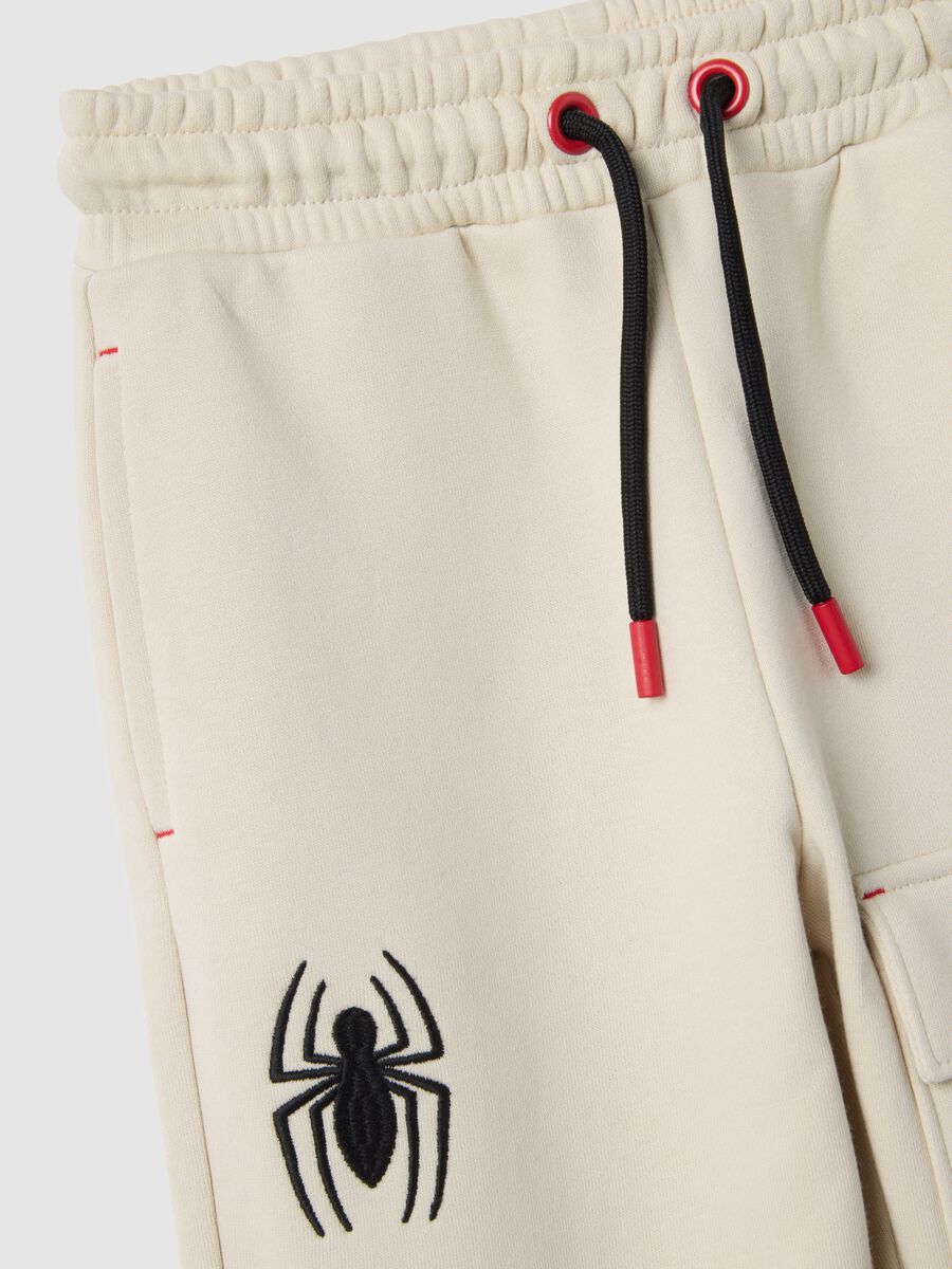 Children's beige cotton-blend joggers regular fit with SpiderMan logo_2