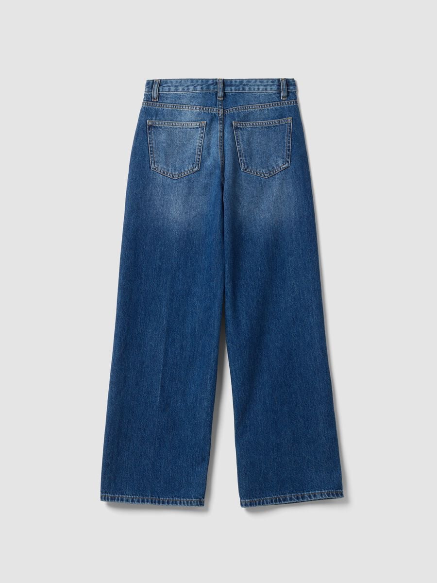 Jeans denim blu in puro cotone straight fit_6