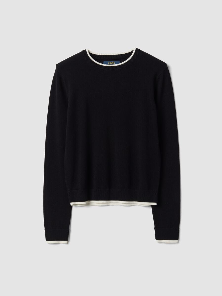 Maglia nera in misto viscosa a maniche lunghe_4