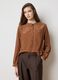 Brown long sleeve regular fit shirt with mandarin collar_3