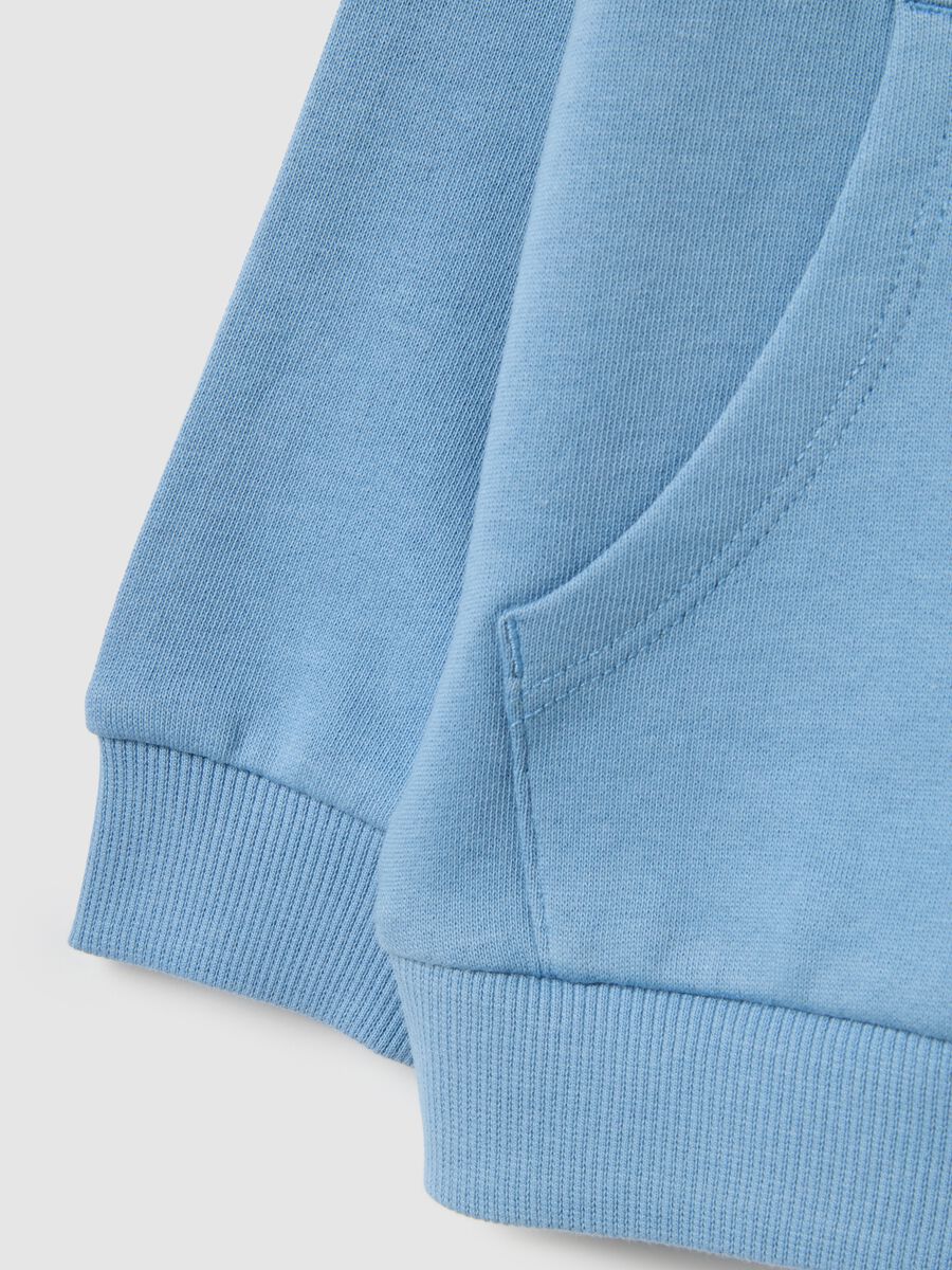 Light blue pure cotton sweatshirt for boys with regular fit and pocket_3