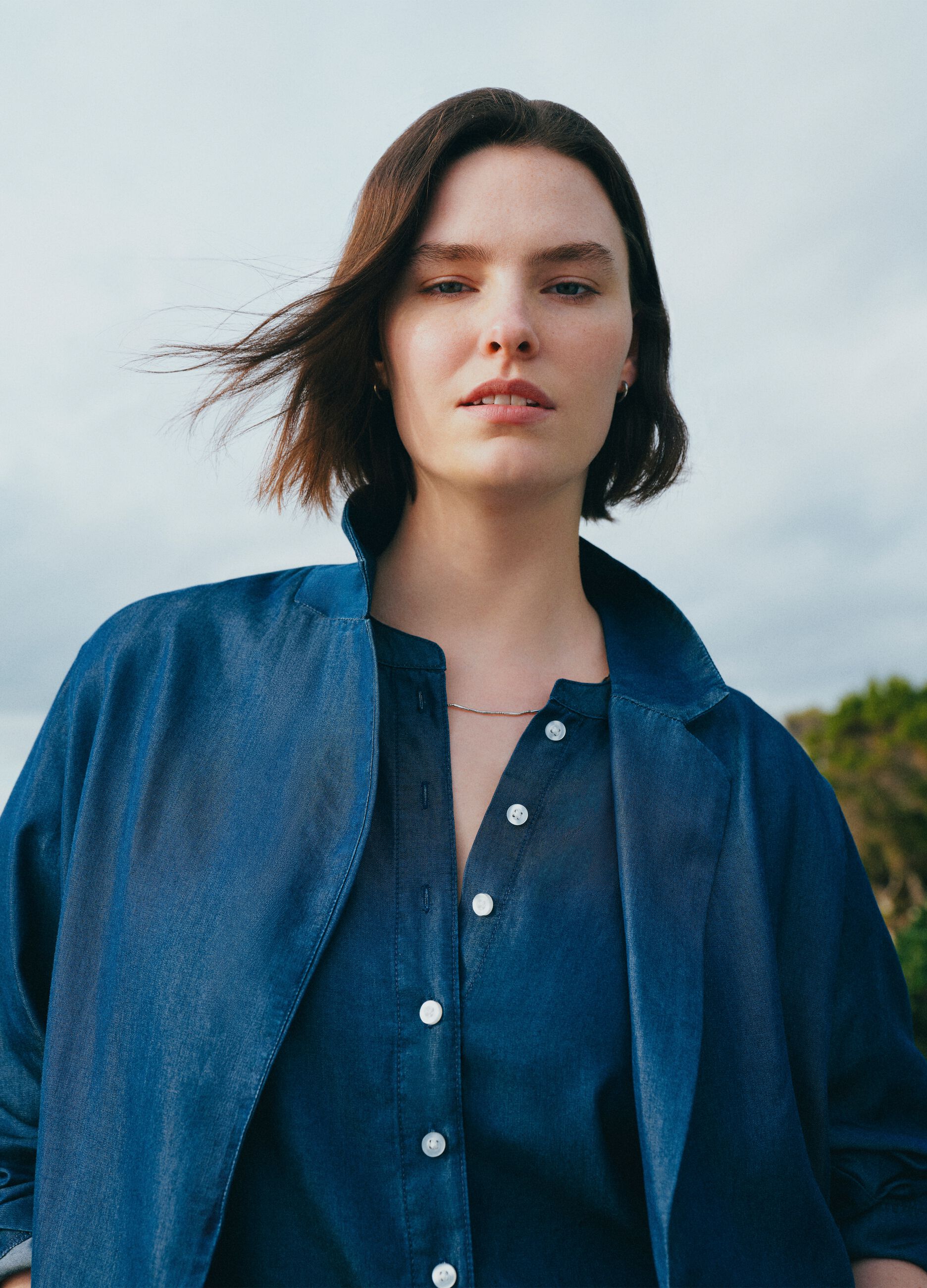 Blue regular fit lyocell blazer