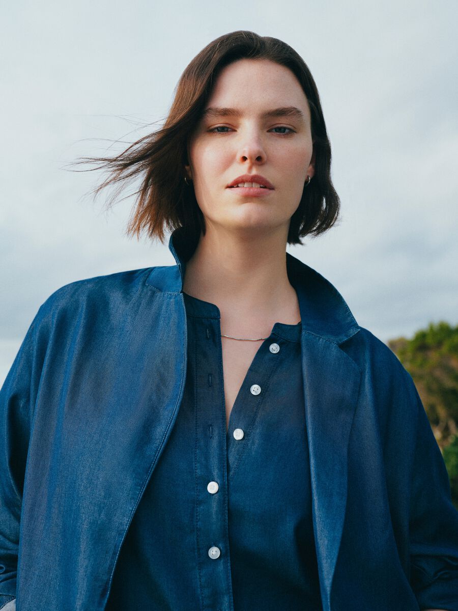 Blazer in puro lyocell blu regular fit_0